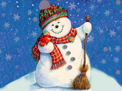 snowman with broom